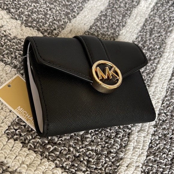 MICHAEL KORS CARMEN MEDIUM LOGO AND FAUX LEATHER WALLET BLACK - Picture 11 of 16